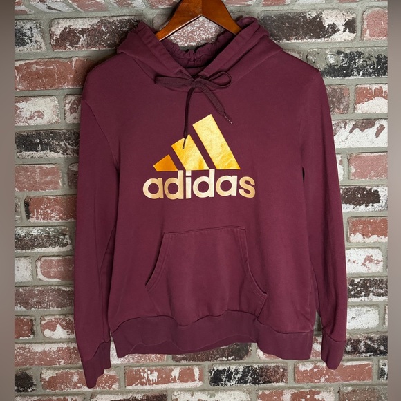 adidas Tops - Adidas Women's Maroon Hoodie with Gold Logo